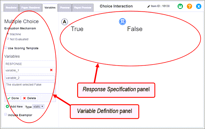 Interaction Editor window: simple Variables tab